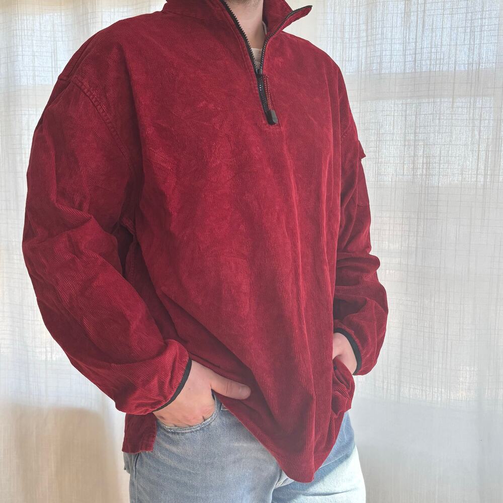Vintage Structure Corduroy Ribbed Pullover Mens XL 1/4 Zip 100% Cotton - Picture 10 of 10
